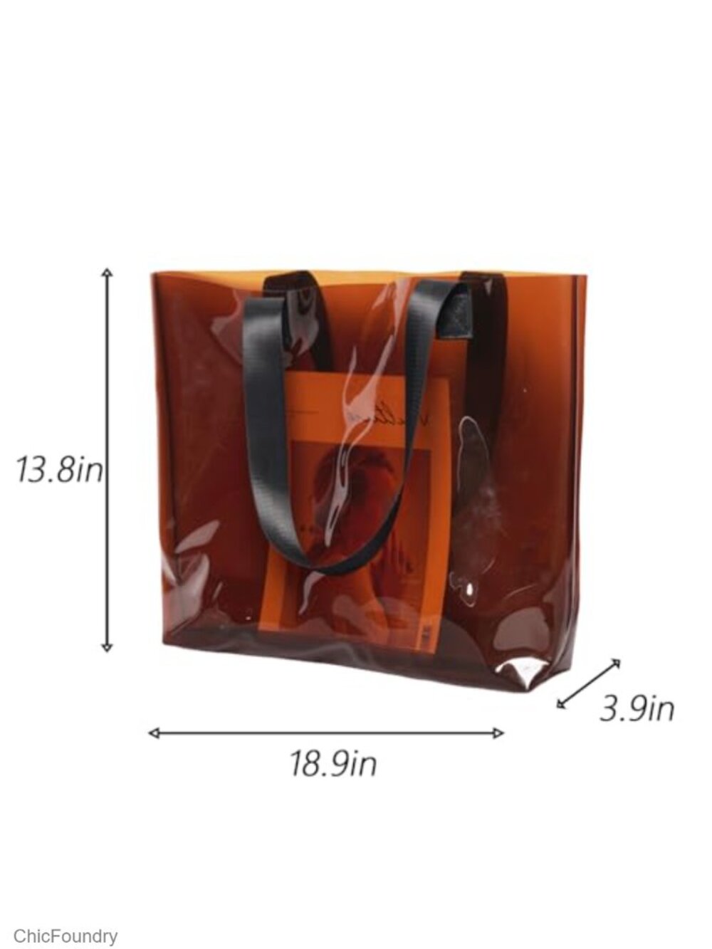 Clear Jelly Tote Bag Waterproof Large Beach Shoulder Bag PVC - Picture 3 of 4